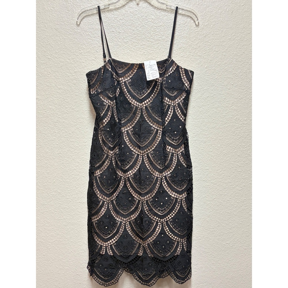 Jade Melody Tam Black Lace Scalloped Sheath Dress 46T3728 YLVYZ XS